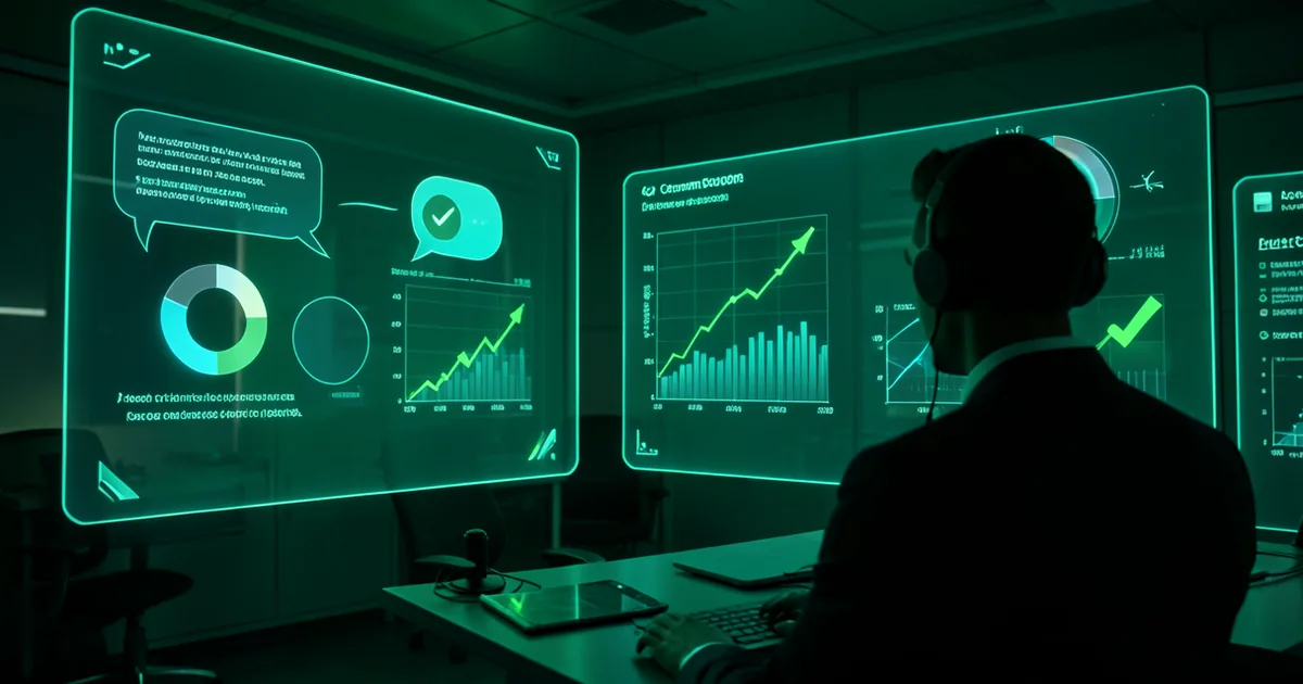 Modern AI customer support dashboard showing automated conversations and analytics