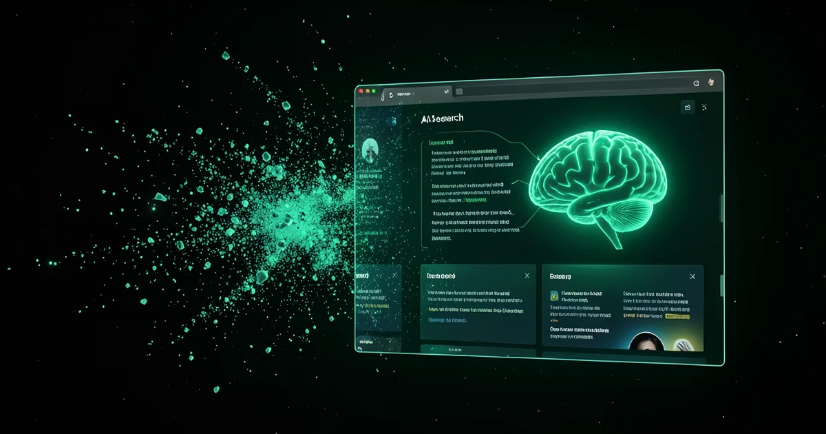 AI Mode transforming a website into a full-screen AI experience with the Spotlight template